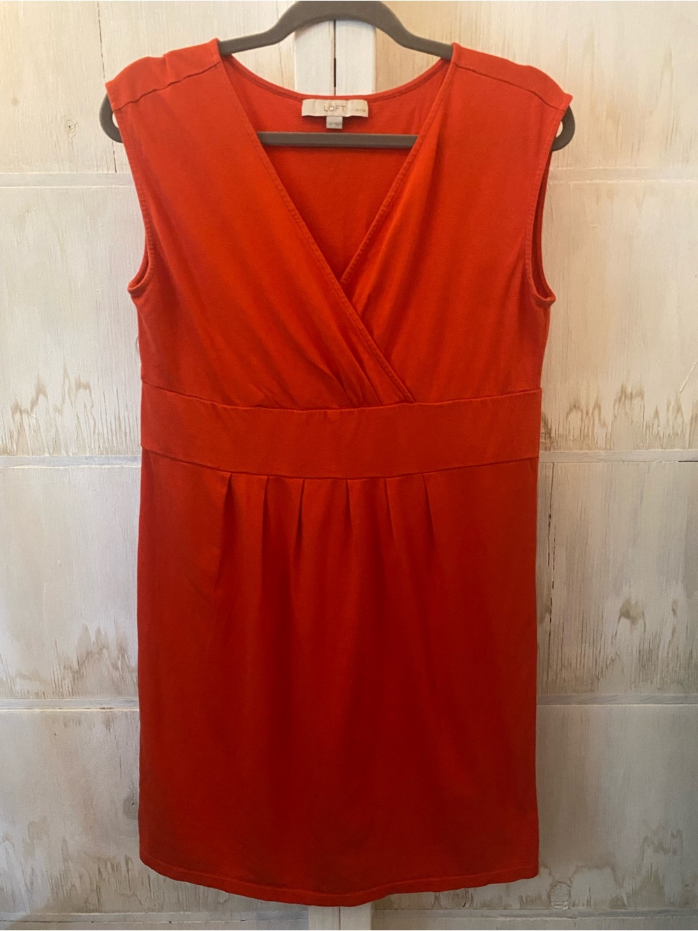 LOFT Sleeveless Wrap-Front Burnt Orange Large Petite Dress